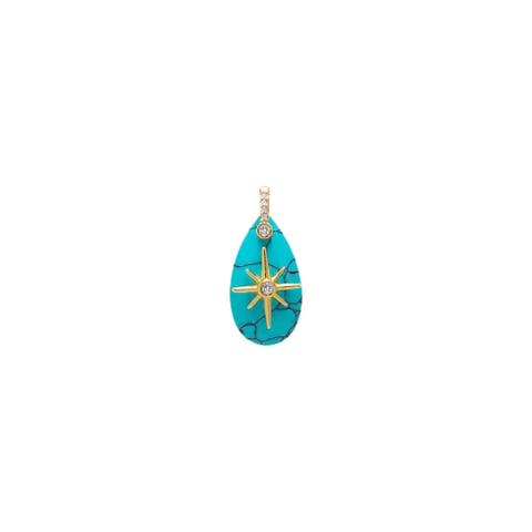 CZ Starburst Teardrop Natural Stone Pendant