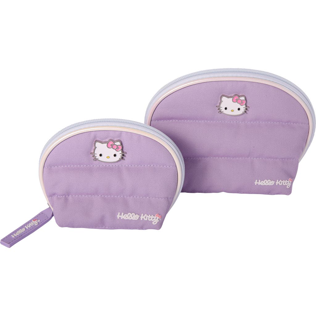 Hello Kitty Large And Small Dome Cosmetic Travel Bag In Purple