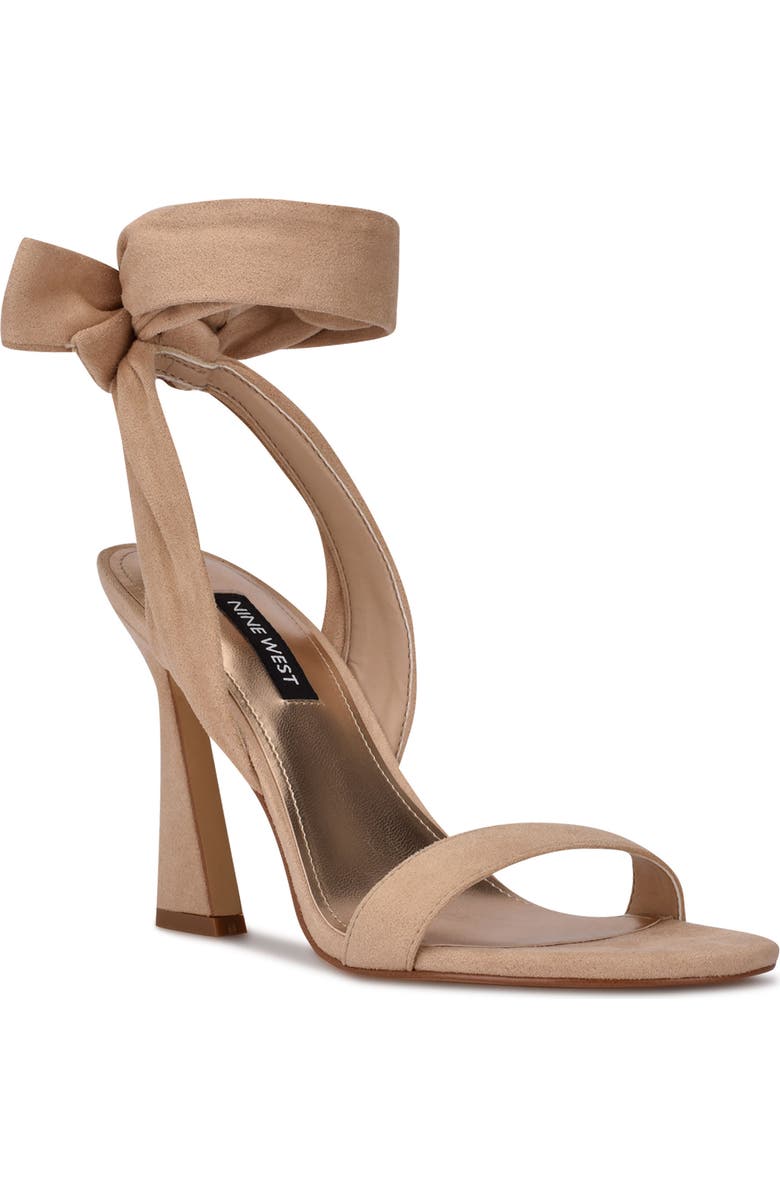 Nine West Kelsie Ankle Tie Sandal, Main, color, Beige