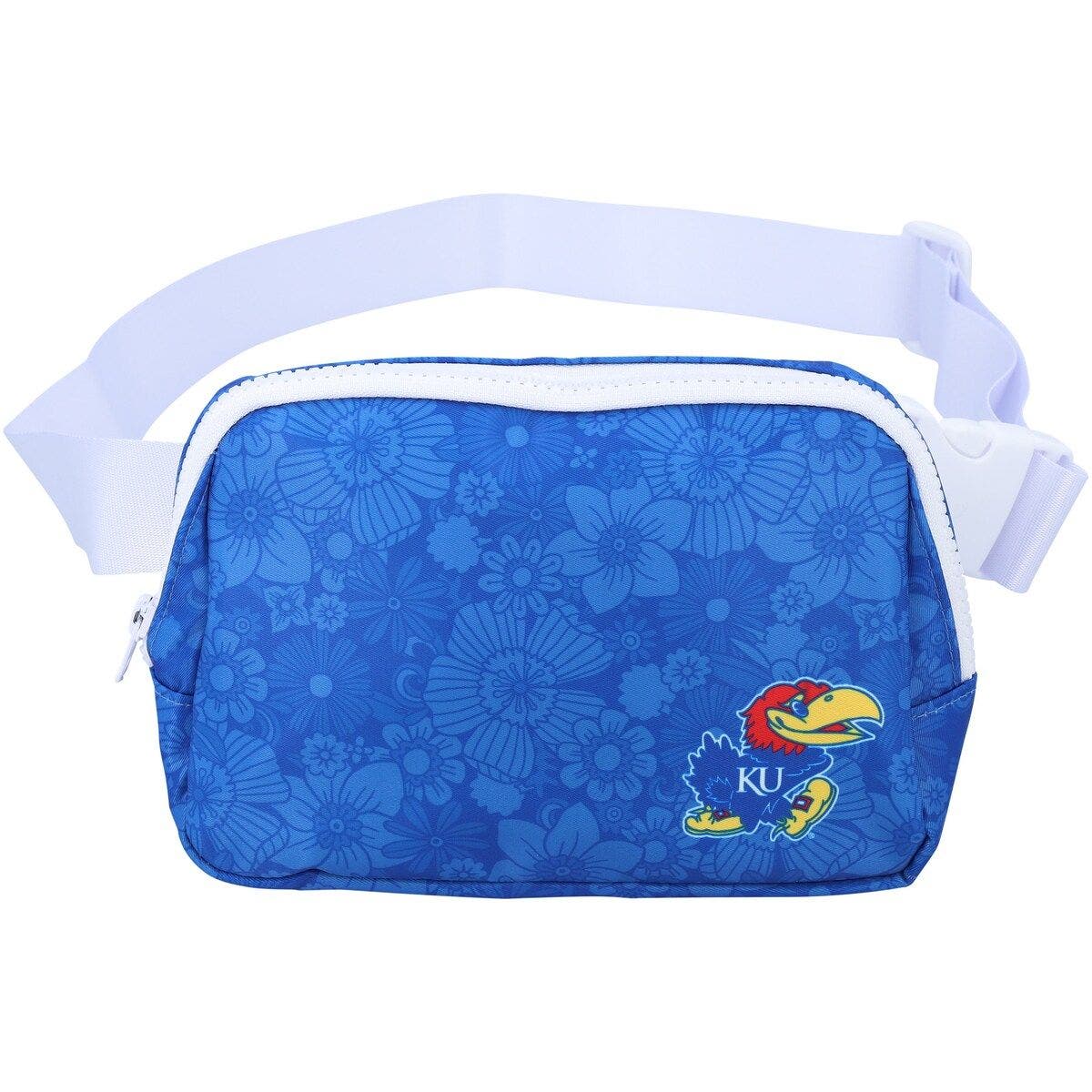 ZOOZATZ Kansas Jayhawks Floral Print Fanny Pack, Main, color, Royal