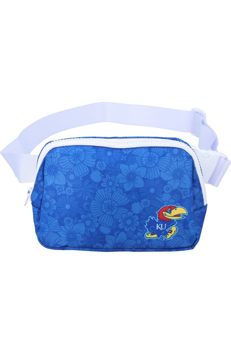 ZOOZATZ Kansas Jayhawks Floral Print Fanny Pack, Main, color, Royal