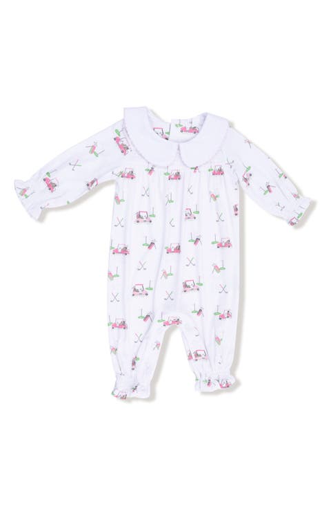 Golf Cart Print Smocked Romper (Baby)