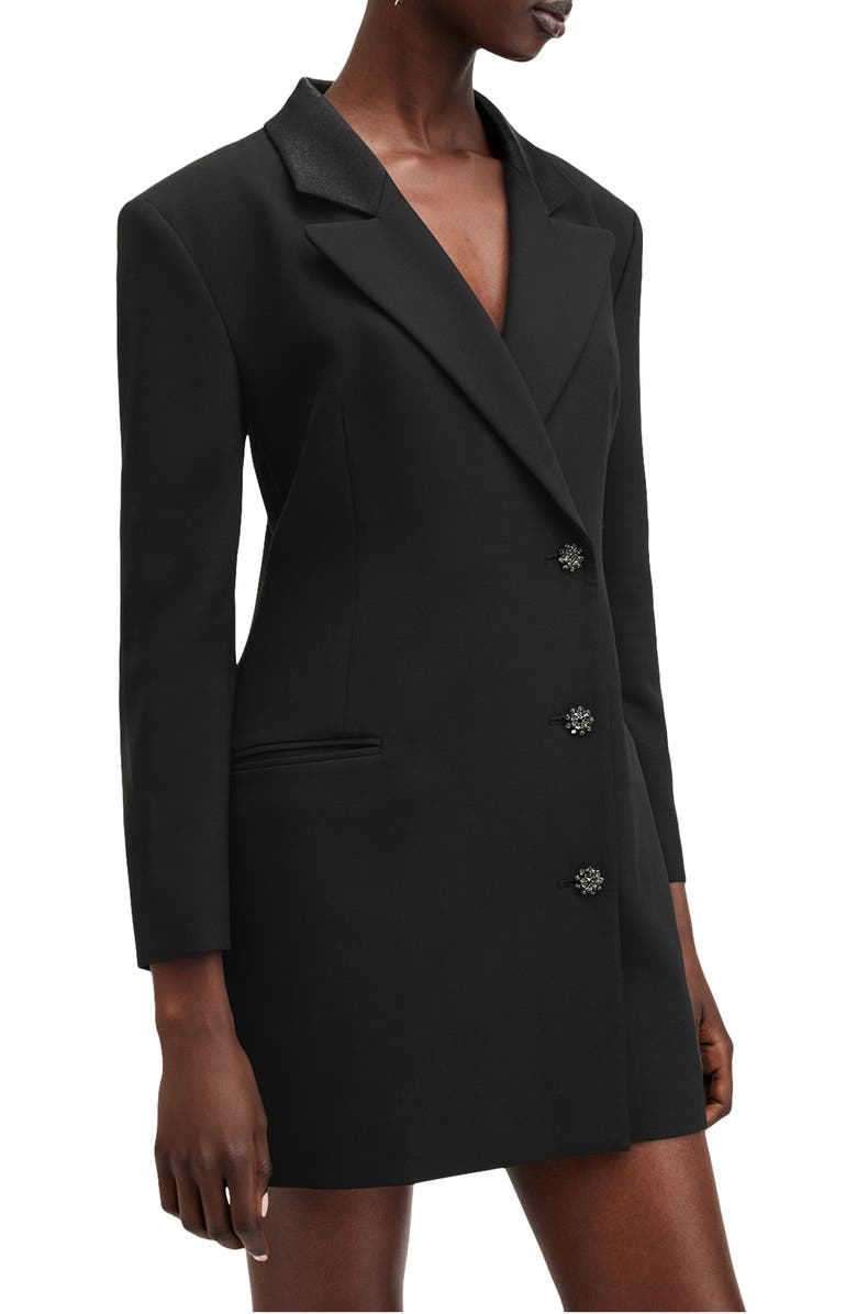 AllSaints Erykah Long Sleeve Blazer Dress, Alternate, color, Black