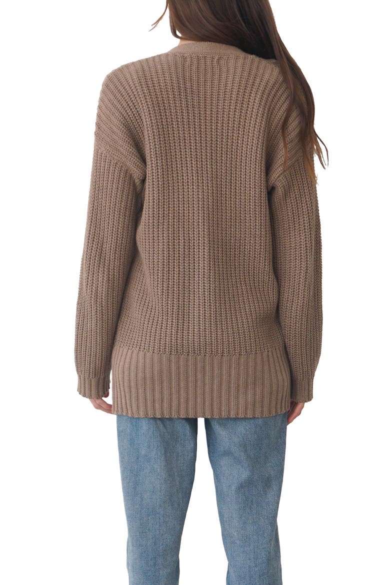 Emily Long Cotton Cardigan, Alternate, color, Mocha