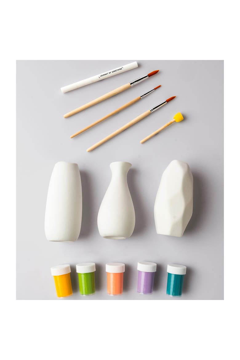 Paint Your Own Vases, DIY Painting Kit, 3 White Vases, Alternate, color, Multicolored