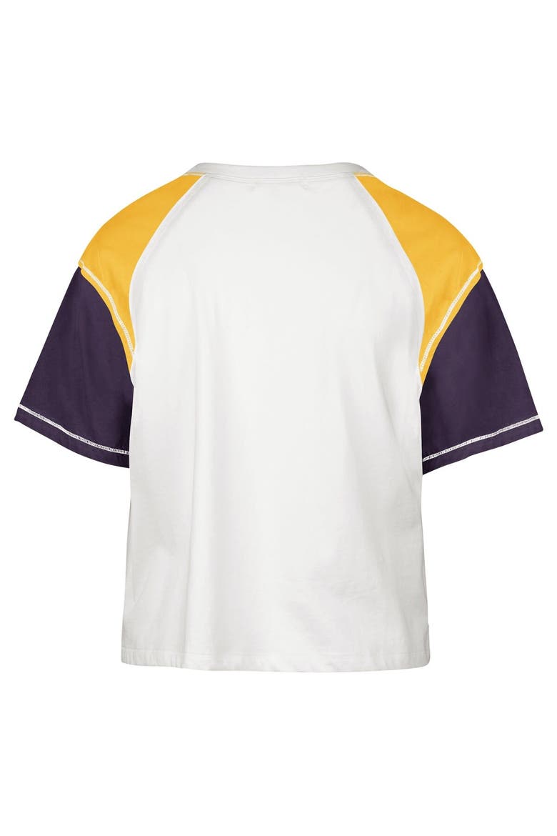 Women's '47 Cream Los Angeles Lakers Premier Raglan Cropped T-Shirt, Alternate, color, Cream