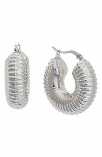 Ribbed Snap-Post Hoop Earrings