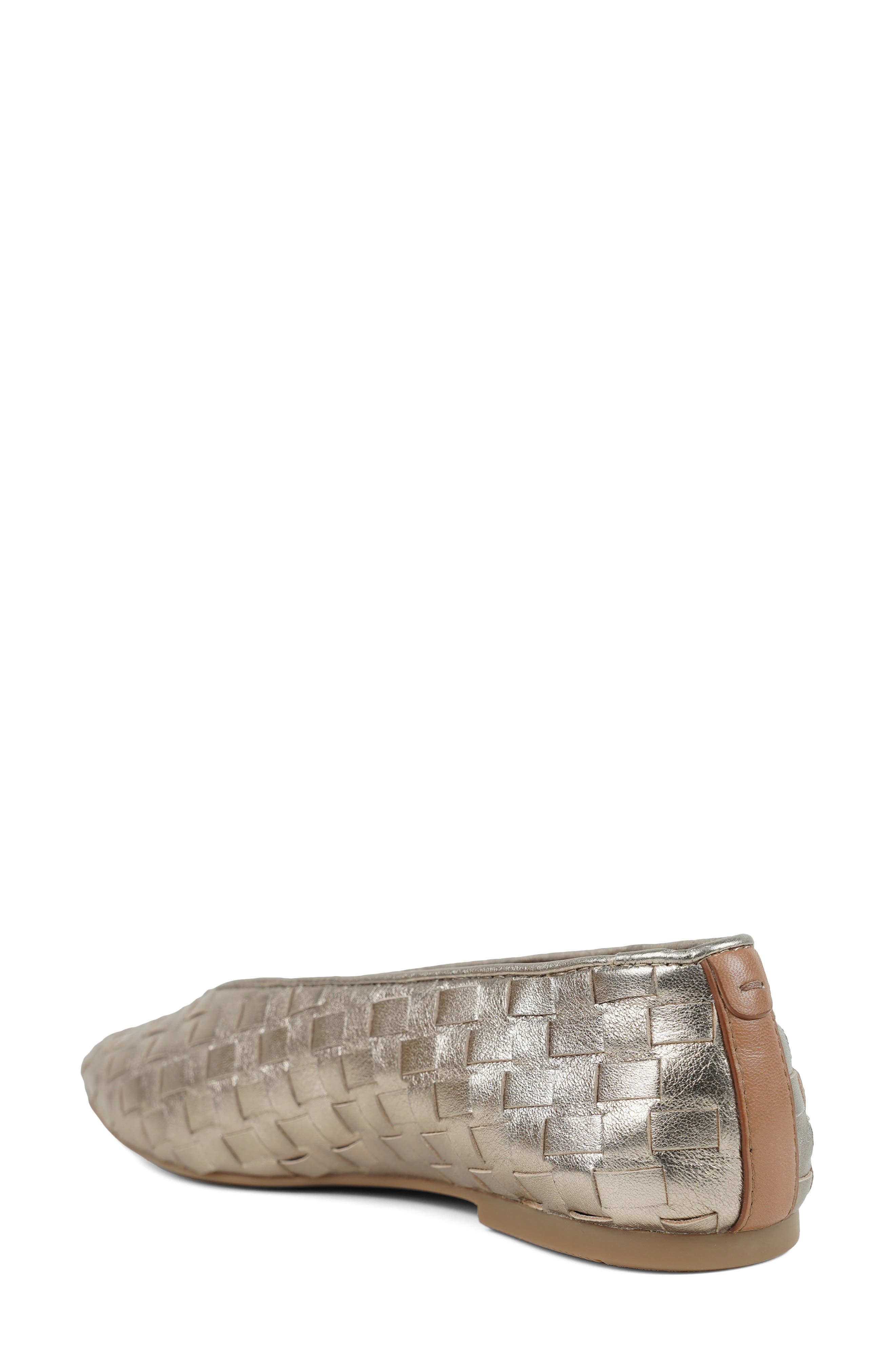 Gentle Souls Willow Woven Flat, Alternate, color, Gravel Leather