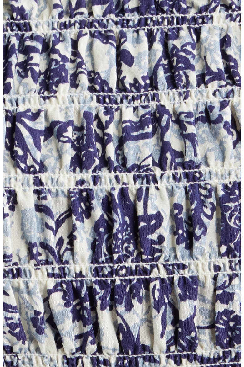 Vivier Smocked Midi Dress, Alternate, color, INDIGO MARIGOLD