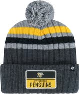 '47 Men's '47 Gray Pittsburgh Penguins Stack Patch Cuffed Knit Hat with Pom