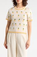 Adrianna Papell Short Sleeve Jacquard Sweater