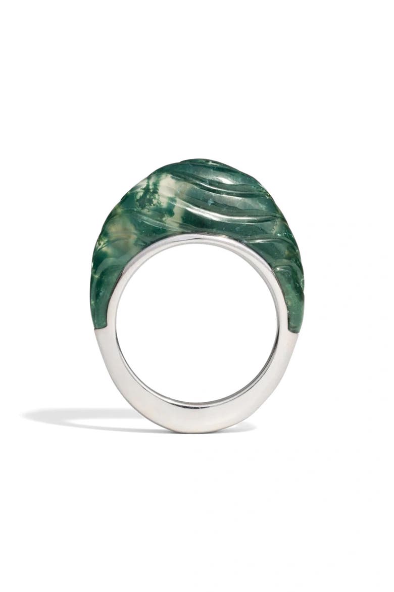 Terra Futura Carved Wave Ring, Main, color, GREEN/ STERLING SILVER