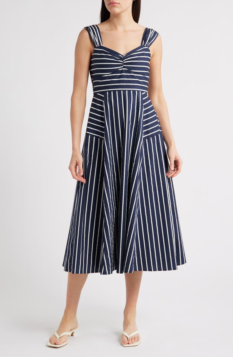 ZOE AND CLAIRE Mixed Stripe Sleeveless Sundress, Main, color, Navy