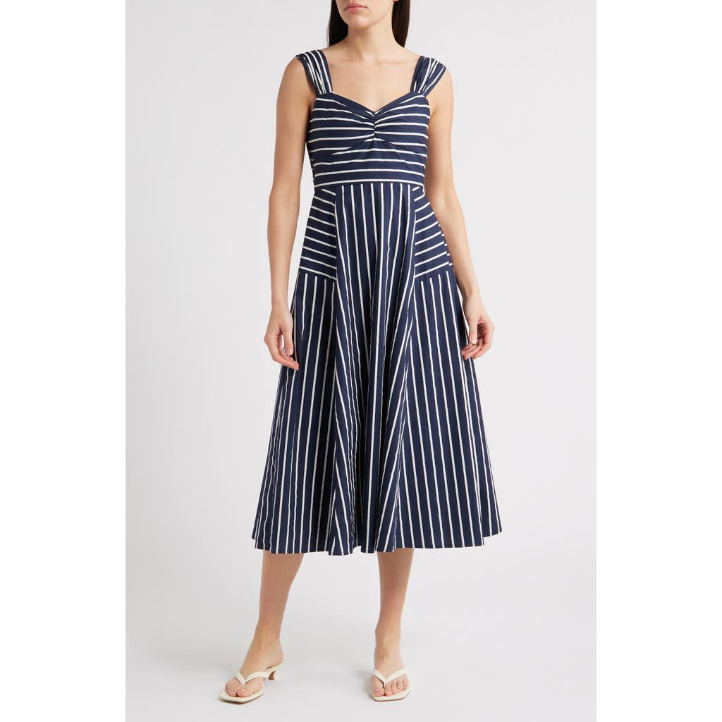 Zoe And Claire Mixed Stripe Sleeveless Sundress In Blue