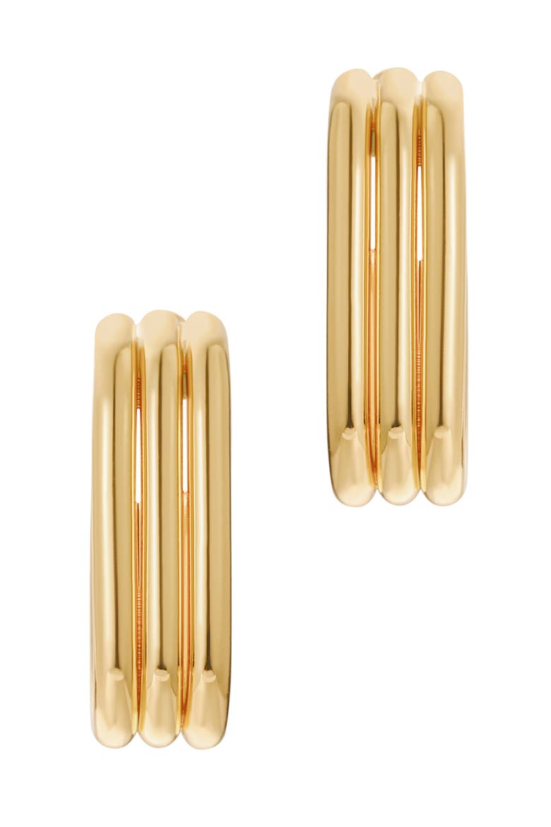 Emma Fluted Oval Hoop Earrings, Alternate, color, GOLD
