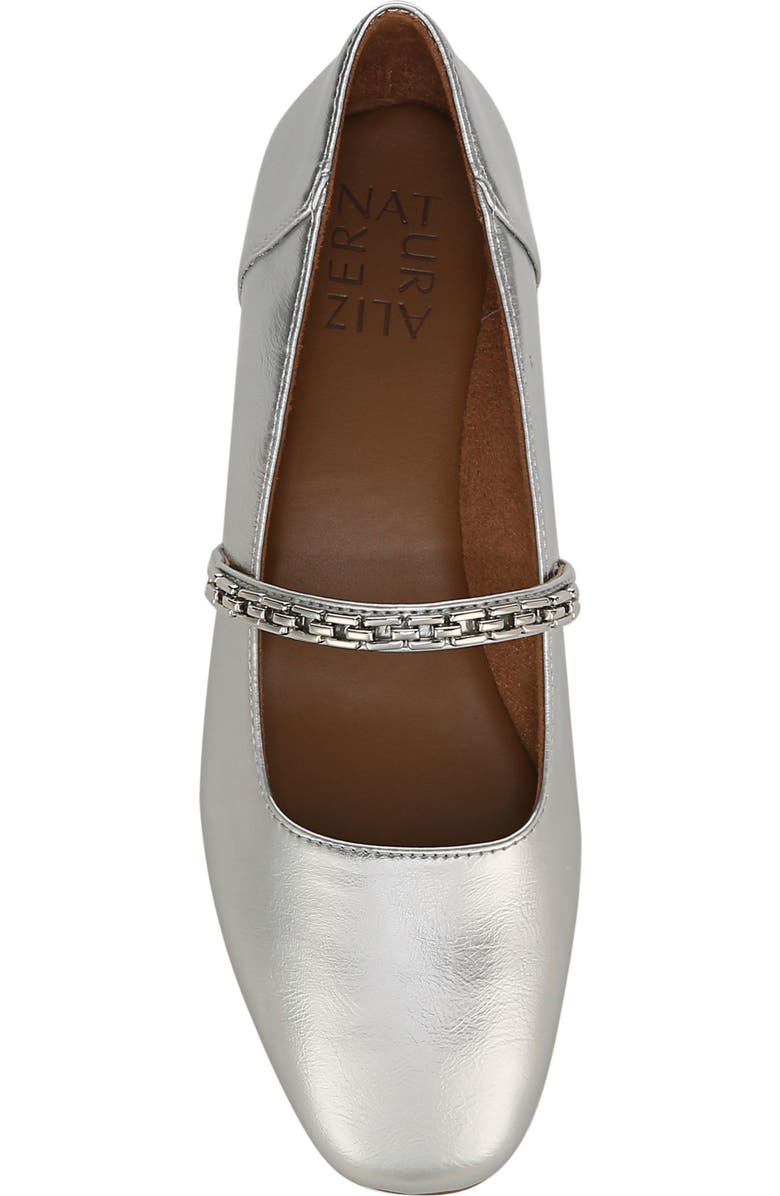 Naturalizer Kelly Chain Mary Jane Flat, Alternate, color, Silver Faux Leather