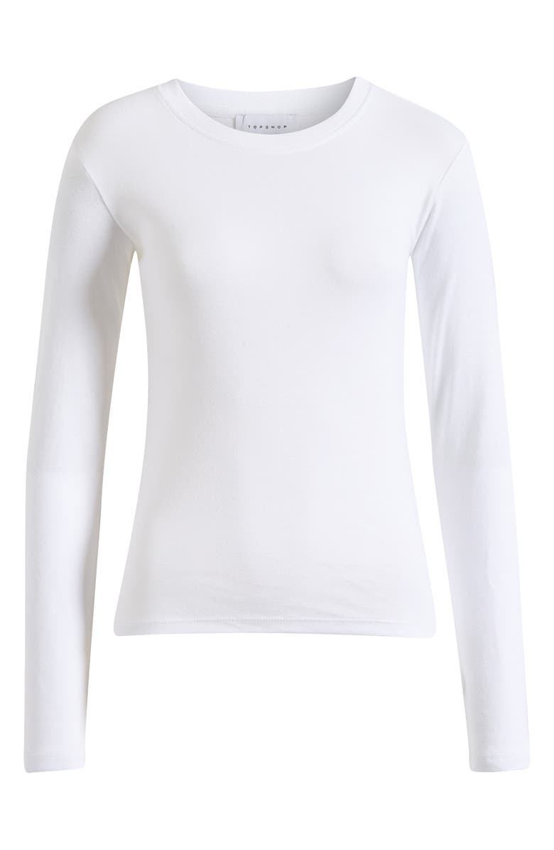 Topshop Everyday Long Sleeve Cotton T-Shirt, Alternate, color, White