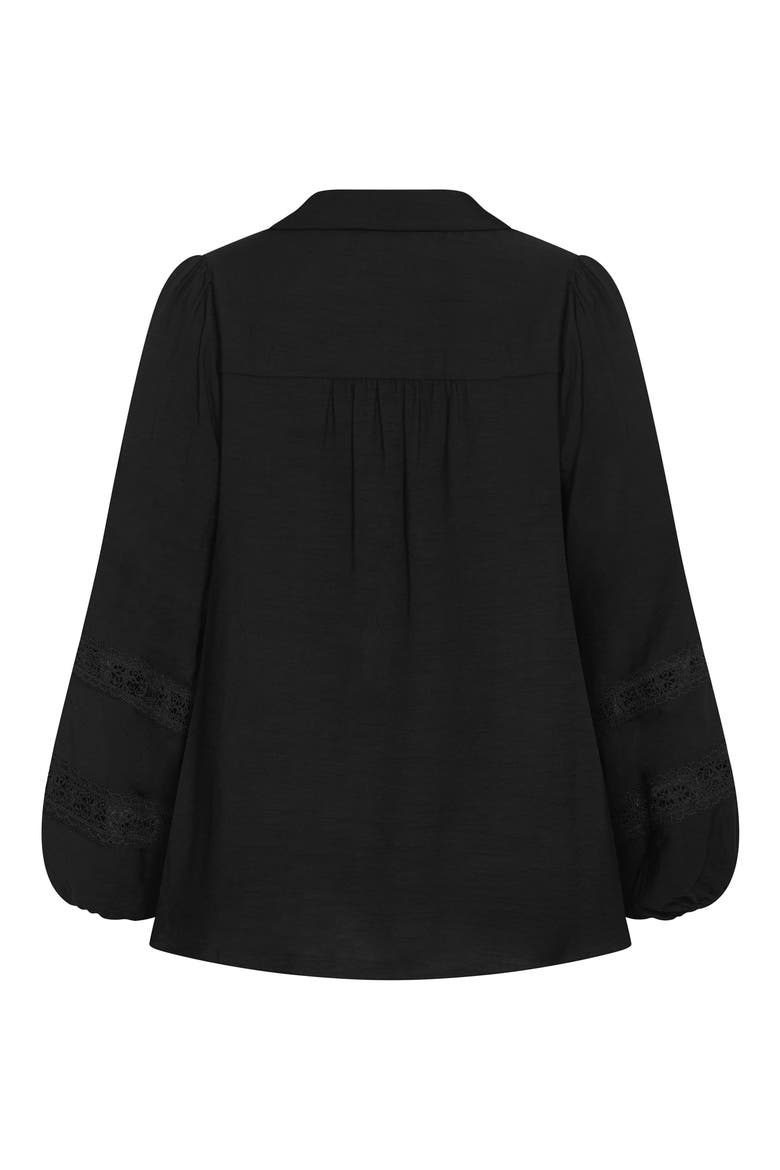 Deanna Lace Trim Shirt, Alternate, color, BLACK