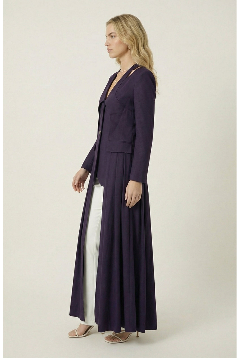 Tailored Longline Blazer Coat, Alternate, color, Deep Purple