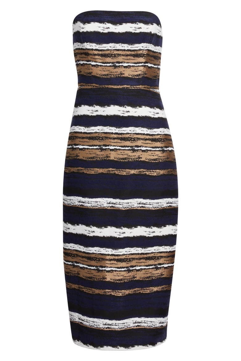 Strapless Brocade Dress, Alternate, color, NAVY