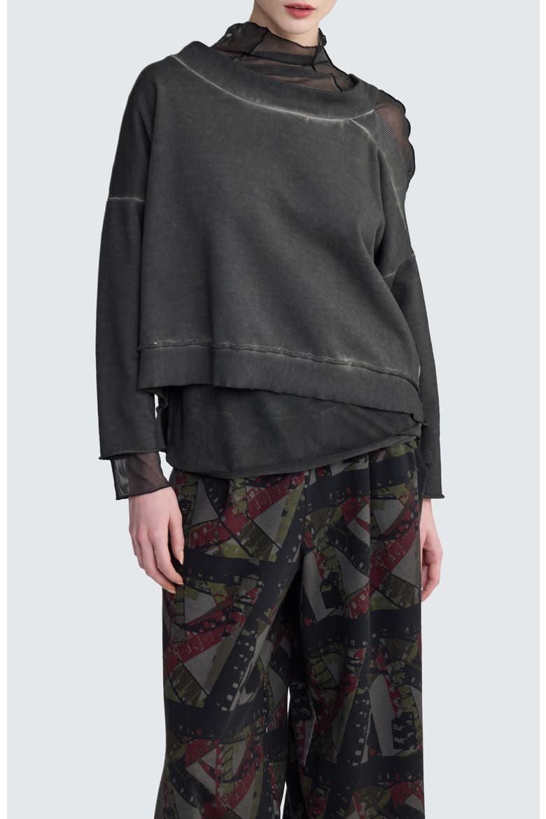 Yara One-Shoulder Pullover, Main, color, Misty Black