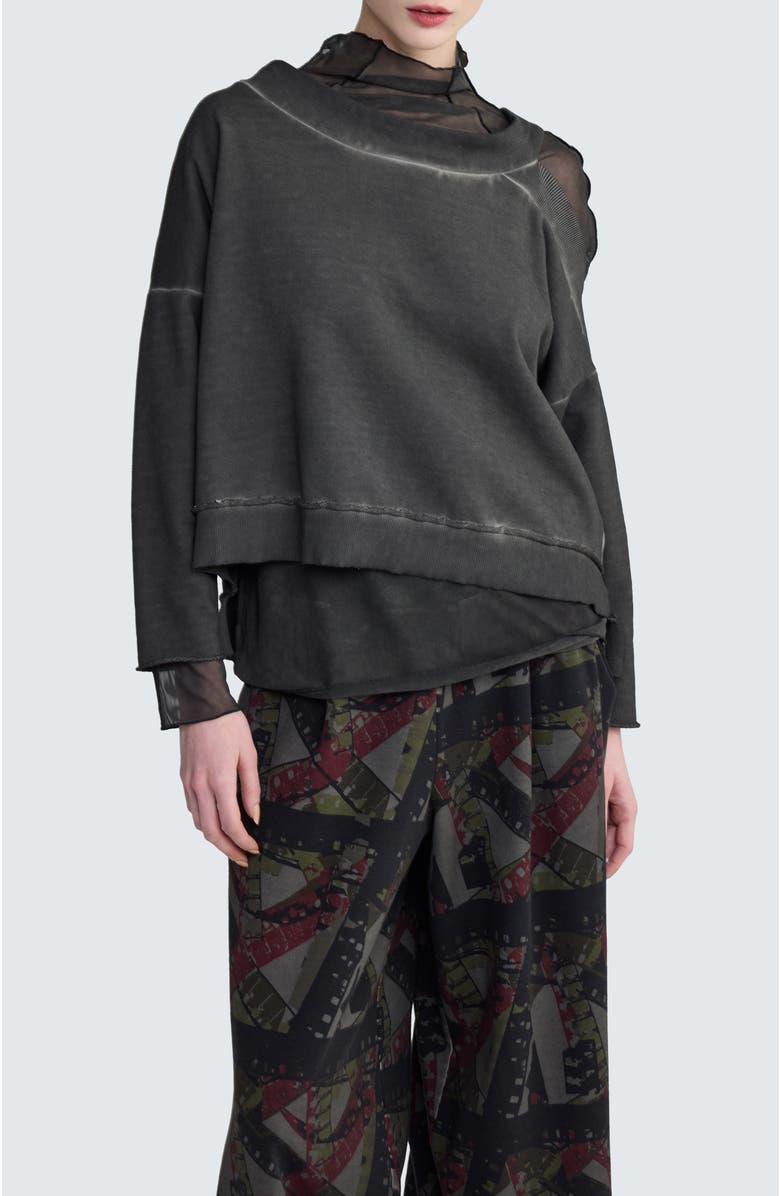 LUUKAA Yara One-Shoulder Pullover, Main, color, Misty Black