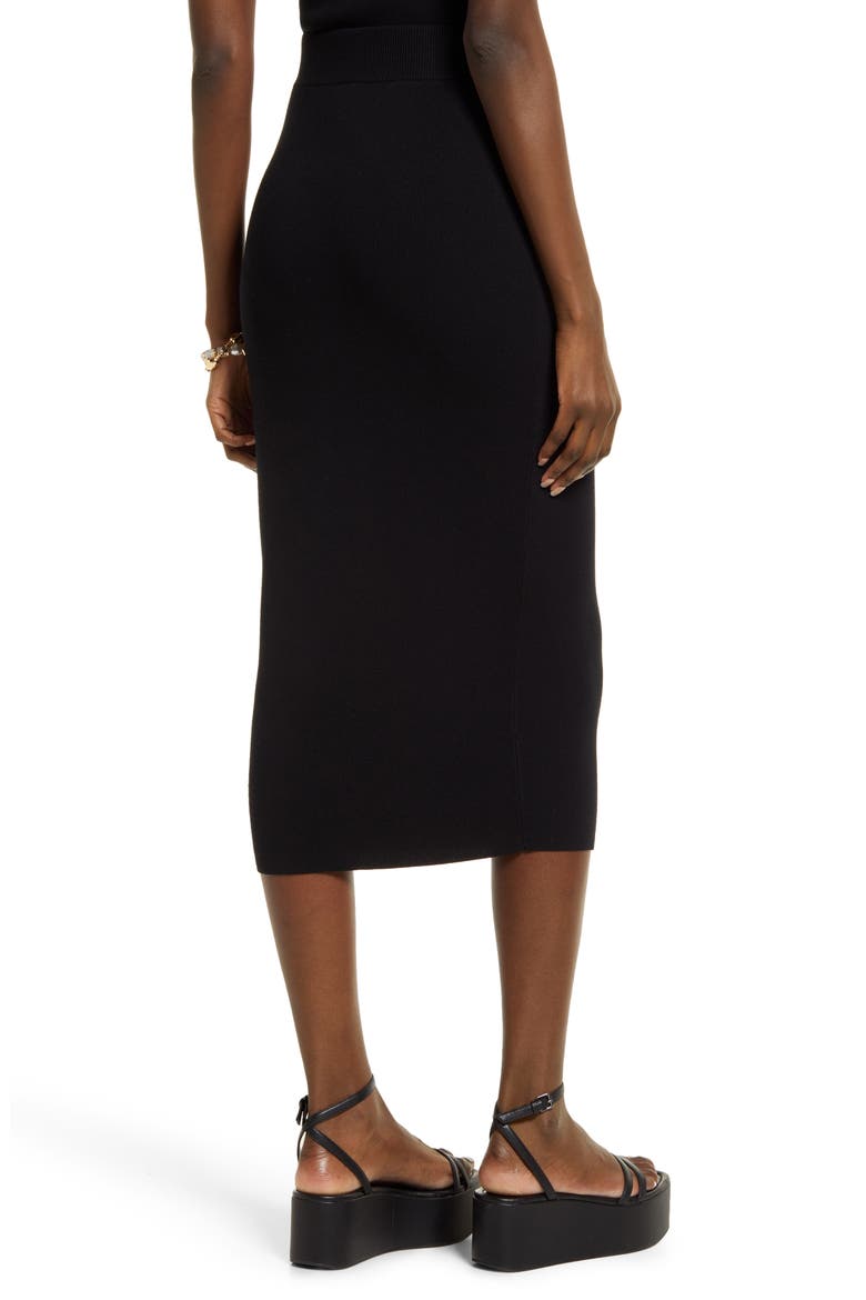 Rib Pencil Skirt, Alternate, color, BLACK