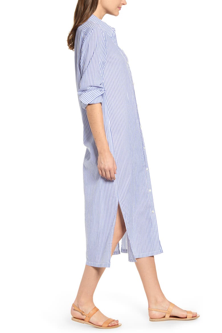 Stripe Maxi Shirtdress, Alternate, color, BLUE/ WHITE