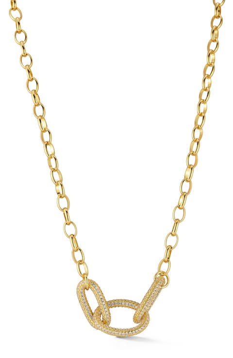 Cubic Zirconia Bold Link Necklace