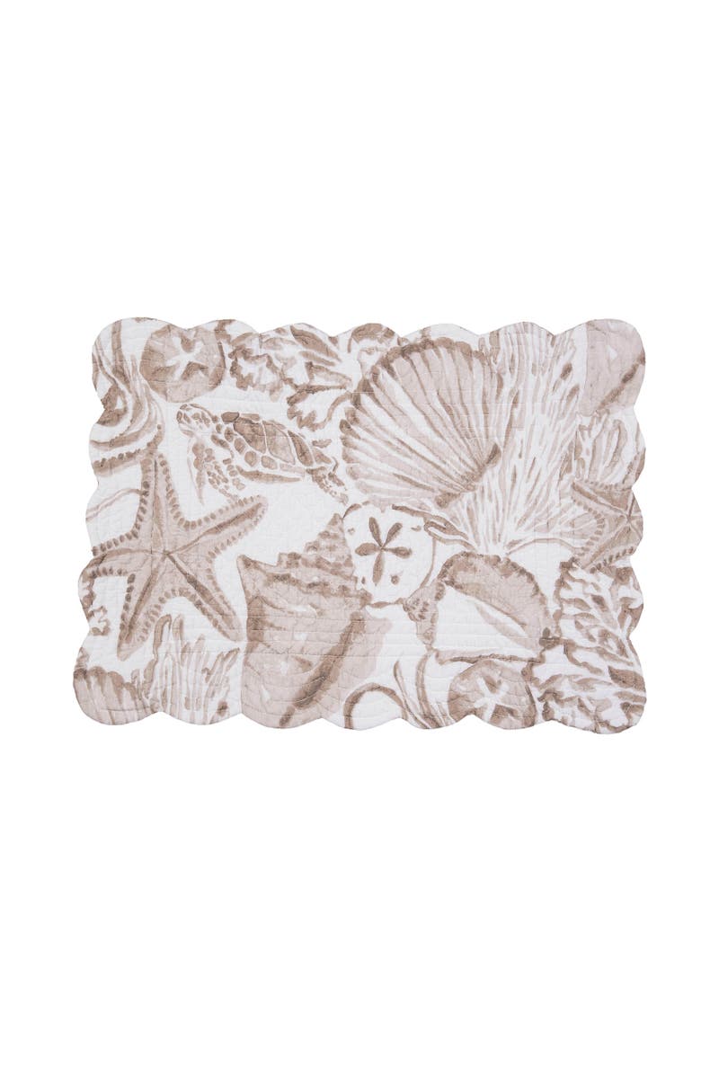 C&F Home Barley Coast Shells 100% Cotton Quilted Set of 6 Placemats 13" x 19", Alternate, color, Brown