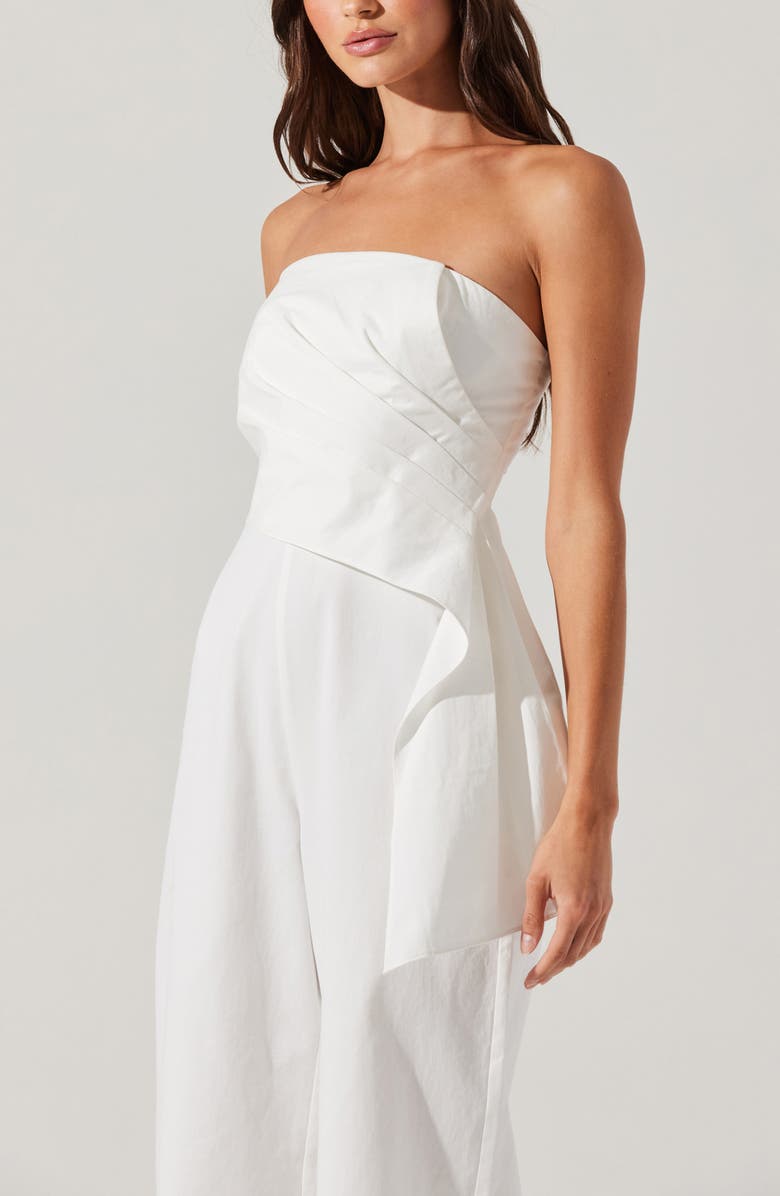 ASTR the Label Maciel Strapless Cotton Jumpsuit, Alternate, color, White