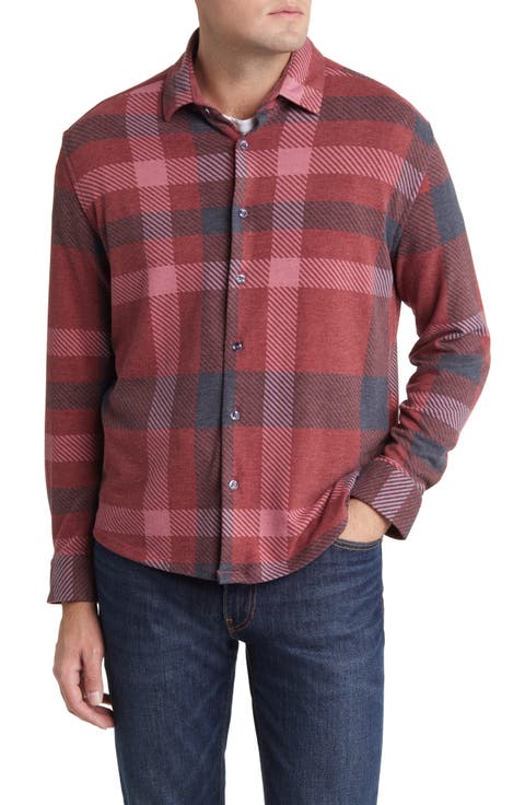 Big Plaid Tech Fleece Button-Up Shirt