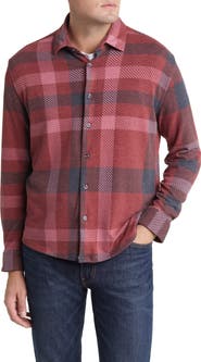 Stone Rose Big Plaid Tech Fleece Button-Up Shirt