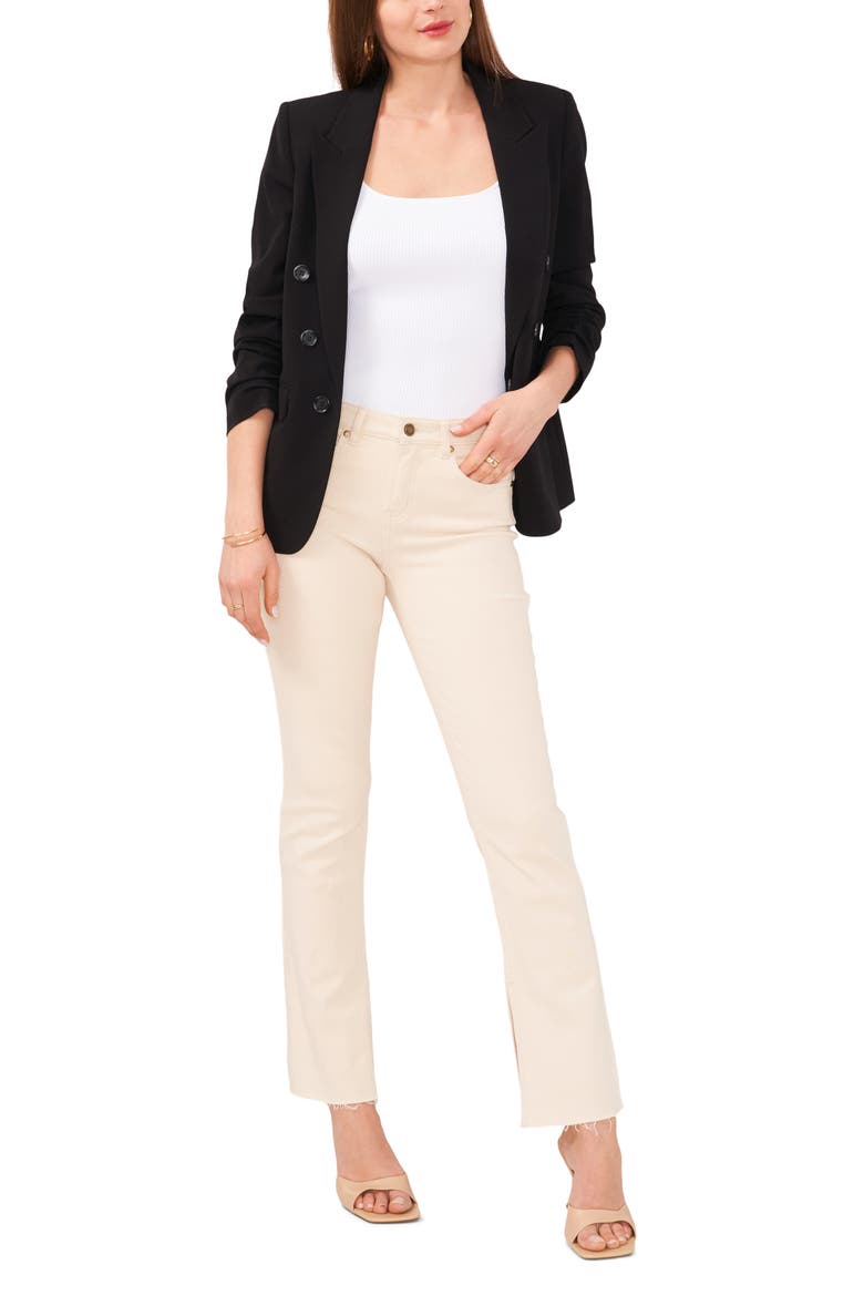 Scrunch Sleeve Blazer, Alternate, color, RICH BLACK