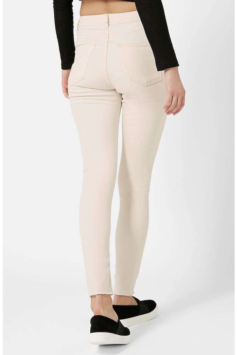 Moto 'Jamie' Ripped High Rise Skinny Jeans, Alternate, color, CREAM