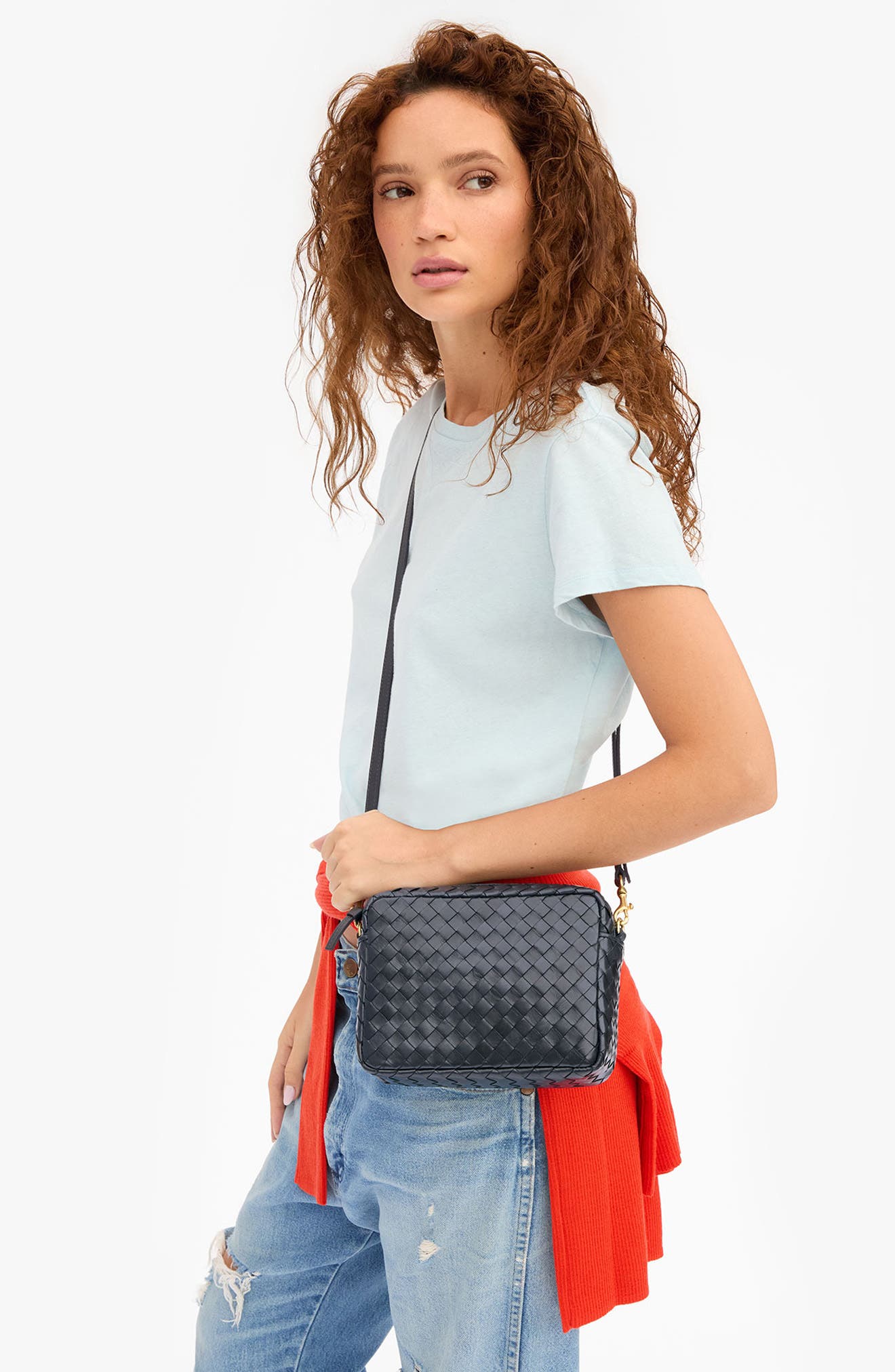 Midi Sac Woven Leather Crossbody Bag, Alternate, color, TWILIGHT