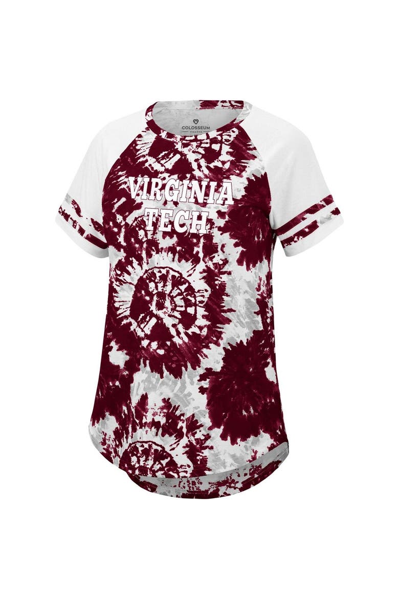 Women's Colosseum Maroon/White Virginia Tech Hokies Annie Oversized Tie-Dye Raglan T-Shirt, Alternate, color, Maroon