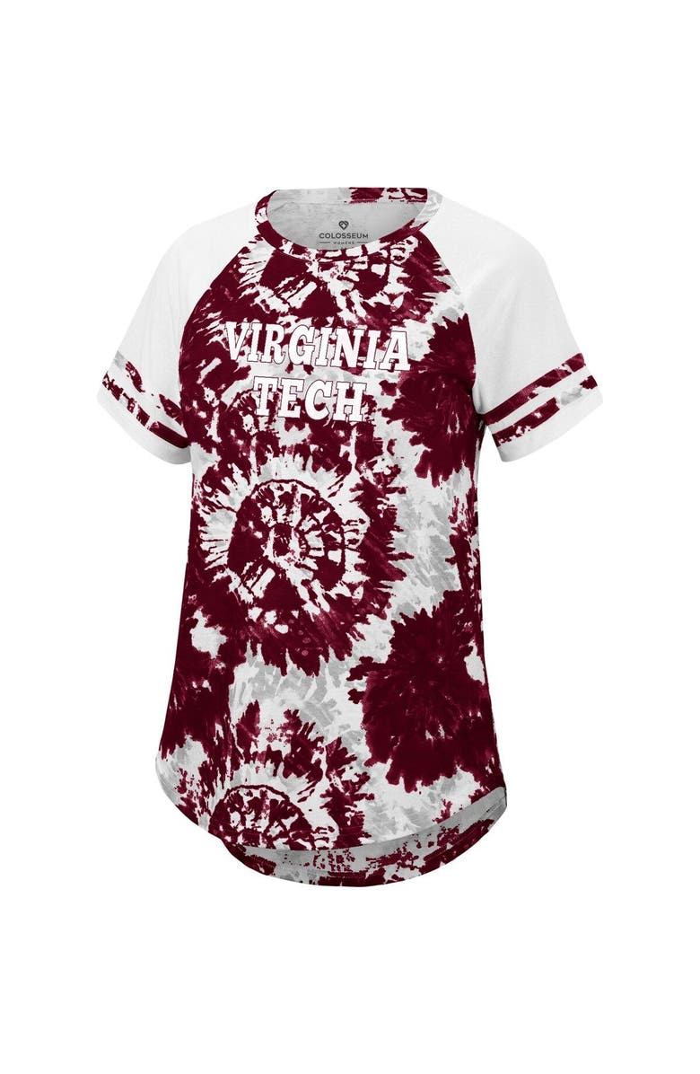 COLOSSEUM Women's Colosseum Maroon/White Virginia Tech Hokies Annie Oversized Tie-Dye Raglan T-Shirt, Alternate, color, 