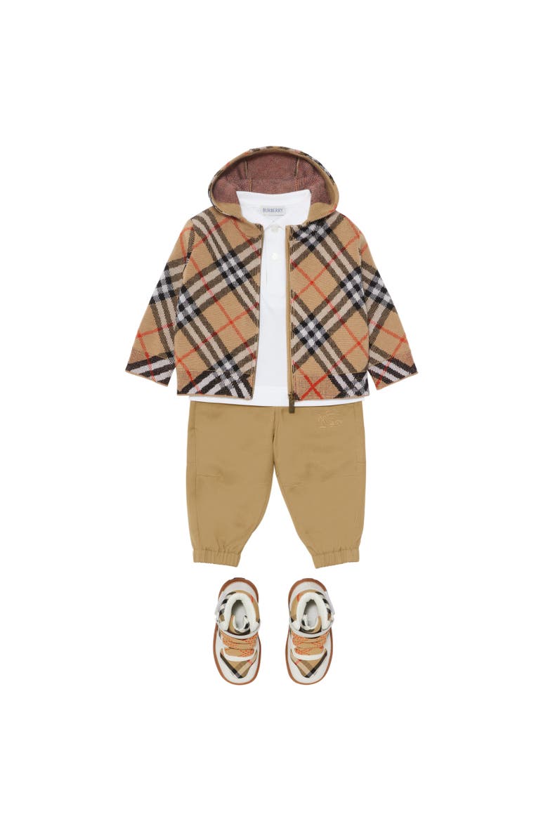 Burberry Check Wool Zip Hoodie, Alternate, color, Sand