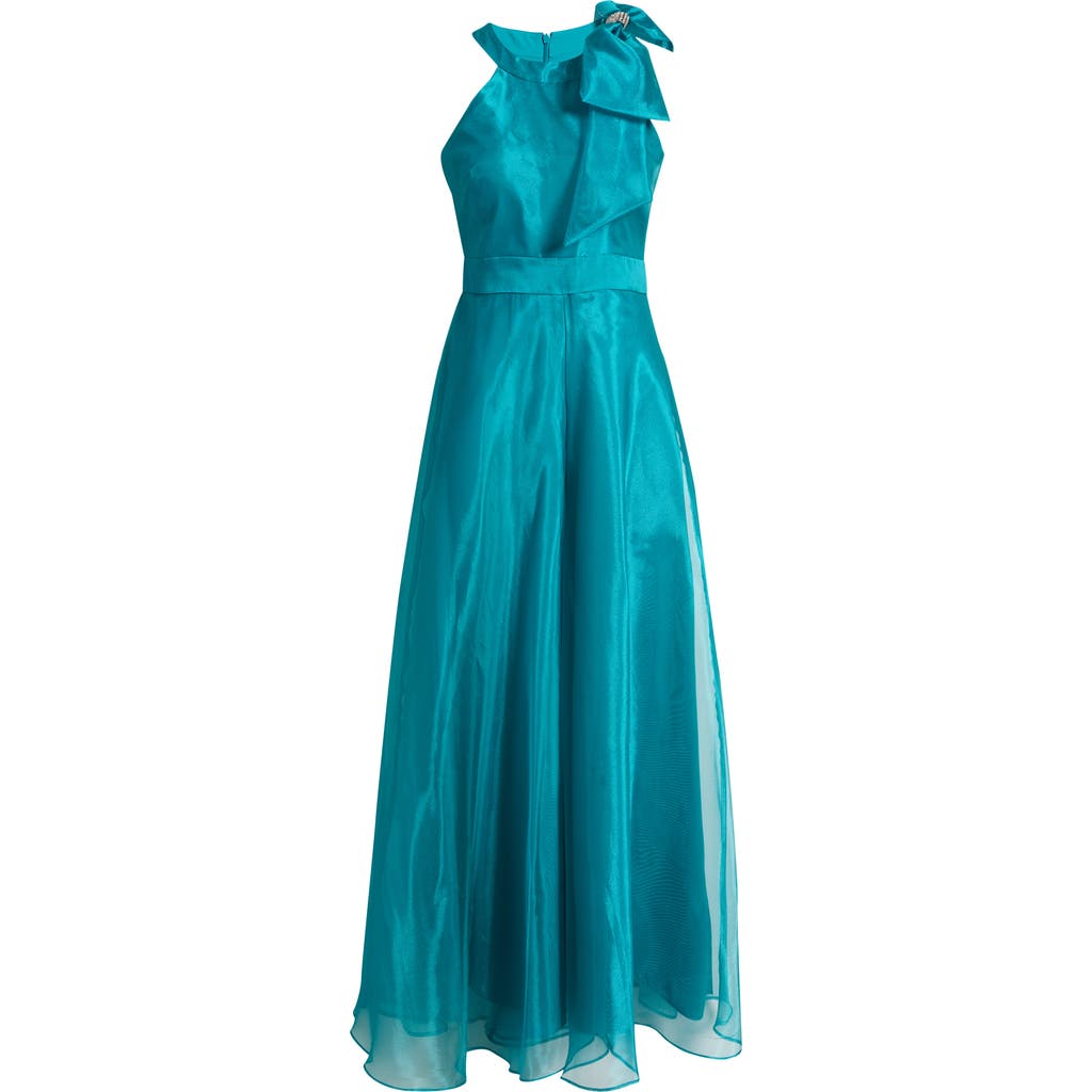 Eliza J Bow Detail One-shoulder Taffeta Jumpsuit