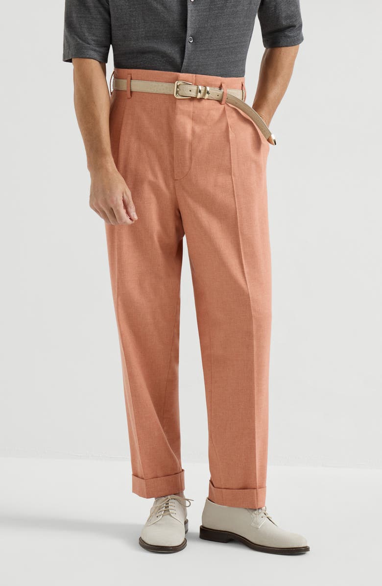 Brunello Cucinelli Double pleated trousers, Main, color, Apricot