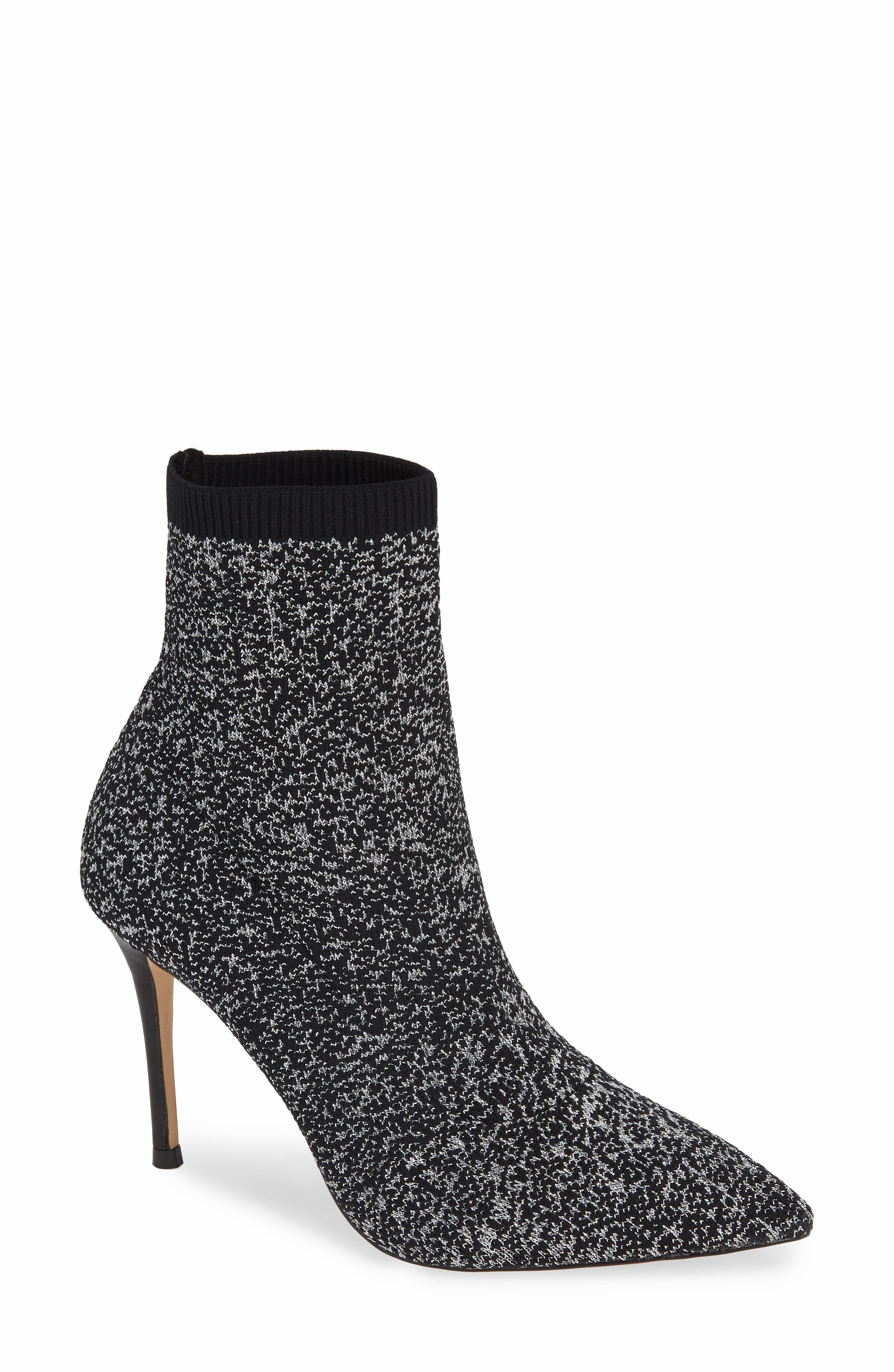 Nix Bootie (Nordstrom Exclusive), Main, color, BLACK SLIVER KNIT