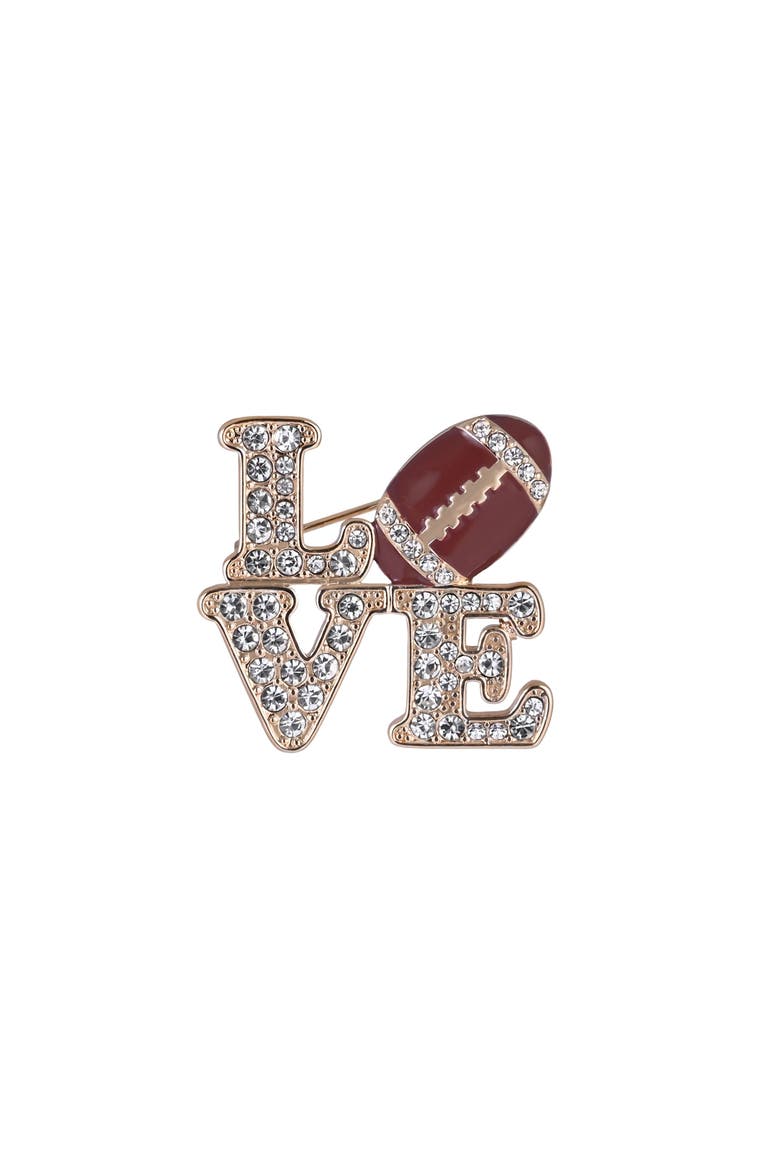 Game Day Stone Love Football Pin, Main, color, Brown