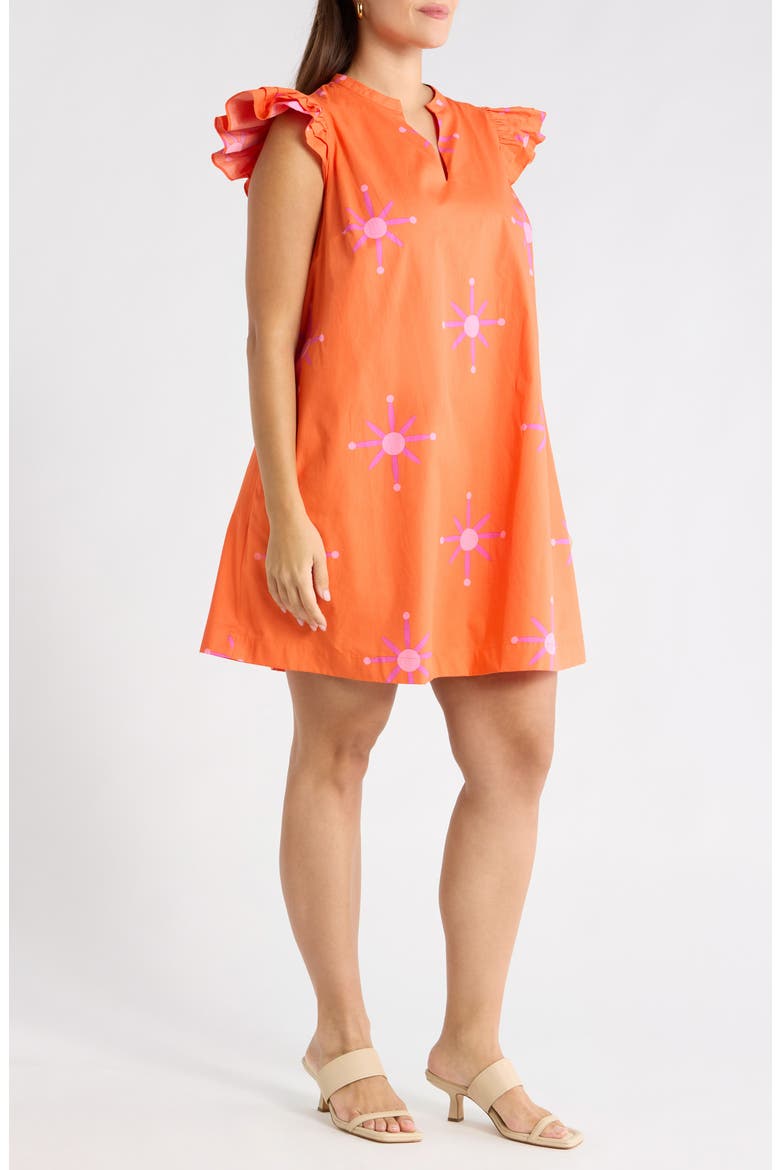 Karani Starburst Evalyn Ruffle Mini Dress, Alternate, color, ORANGE-FUCHSIA