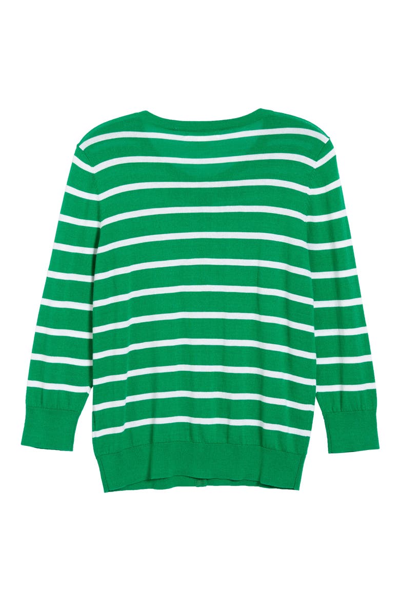 Cotton Blend Cardigan, Alternate, color, GREEN JOLLY STRIPE