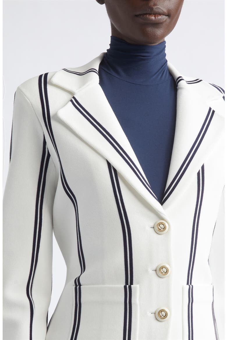 Carter Stripe Roma Crepe Knit Jacket, Alternate, color, BRIGHT WHITE/ MIDNIGHT