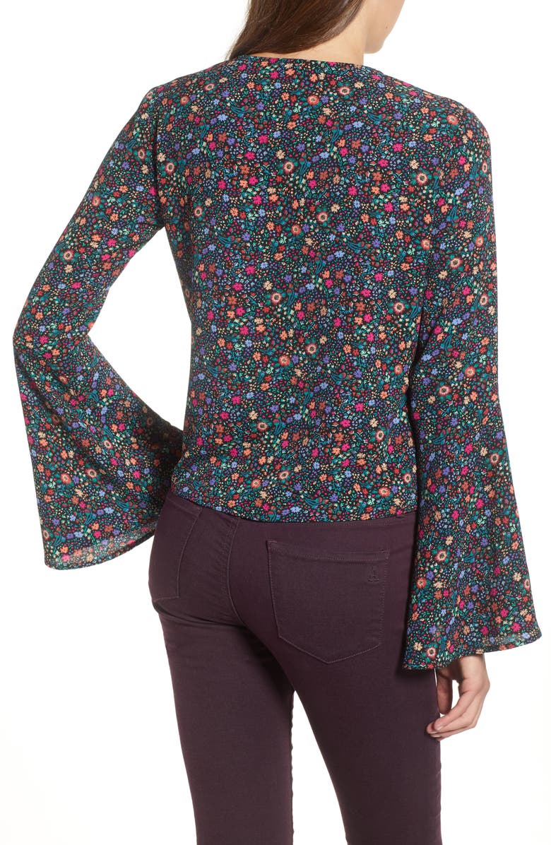 Chloe & Katie Bell Sleeve Wrap Top, Alternate, color,