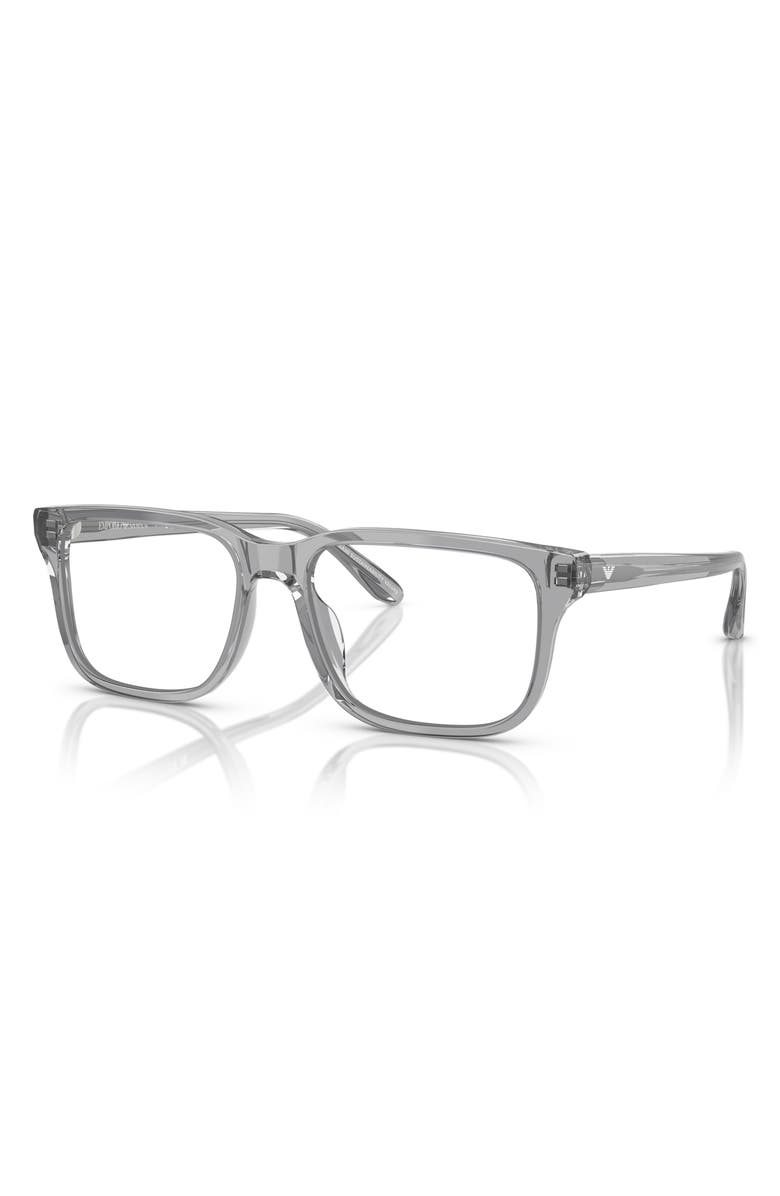 Emporio Armani 56mm Rectangle Optical Glasses, Alternate, color, Shiny Grey / Demo Lens
