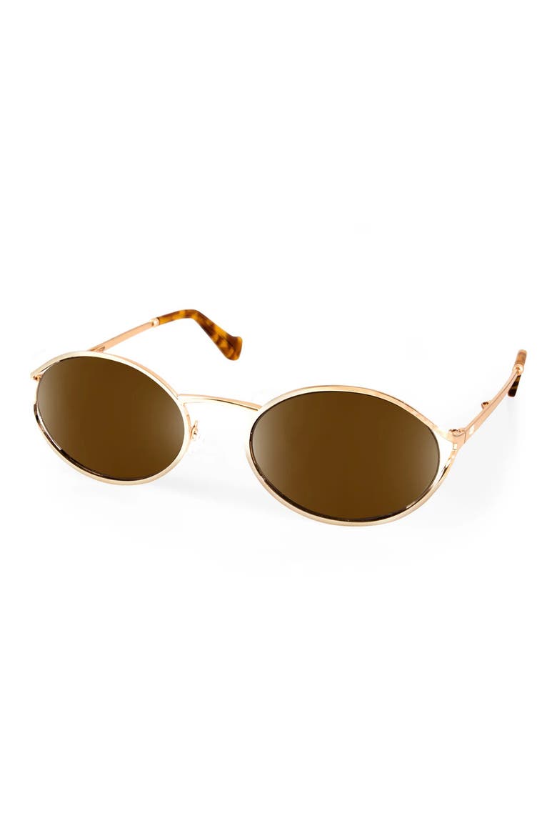 54mm Zozo Oval Sunglasses, Alternate, color, GOLD/ BROWN