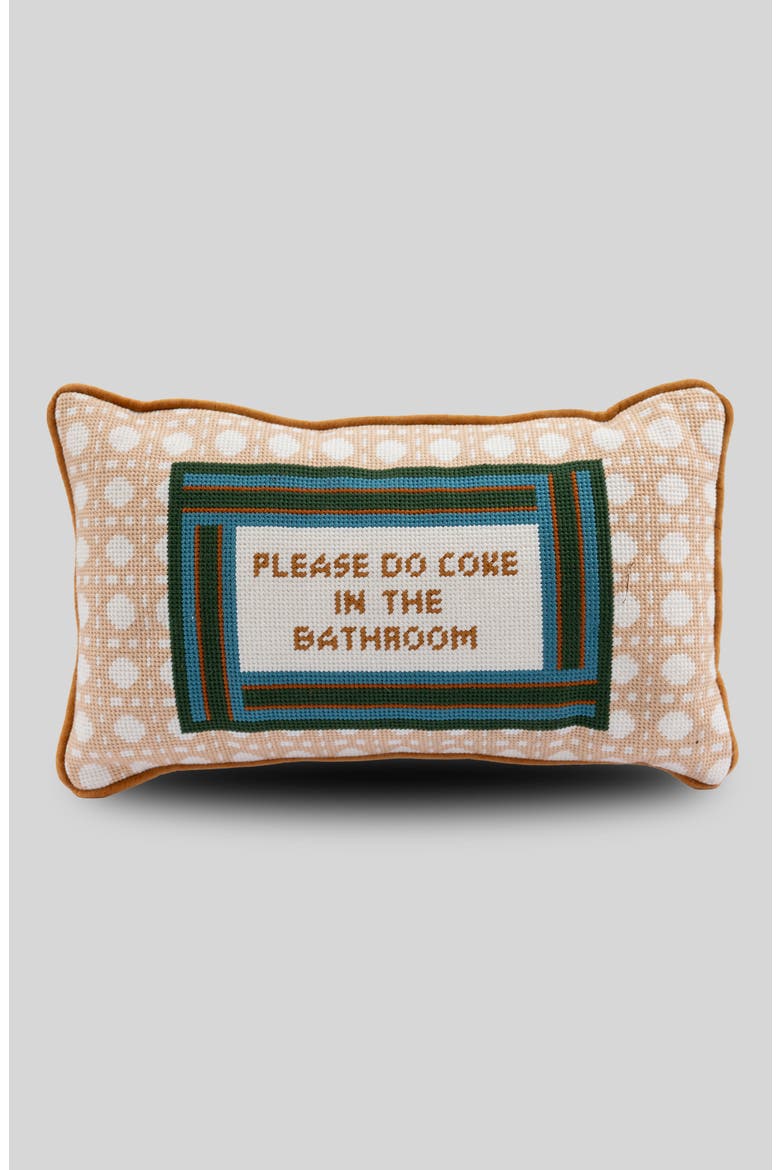 Bathroom Etiquette Needlepoint Pillow, Main, color, Bathroom Etiquette